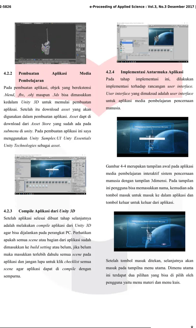 Gambar 4-4 merupakan tampilan awal pada aplikasi  media  pembelajaran  interaktif  sistem  pencernaan  manusia dengan tampilan 3dimensi
