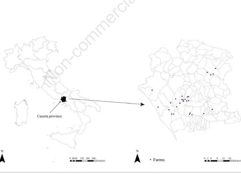 Figure 1. Farm locations and sampling in the province of Caserta.