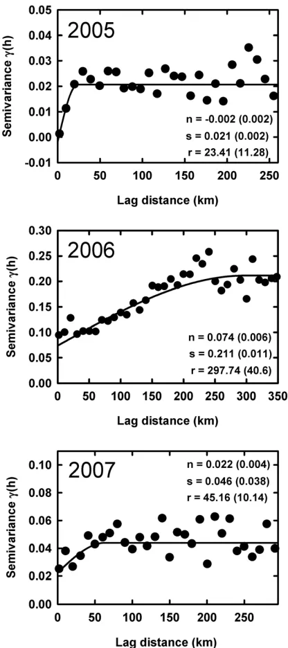 TABLE 5. A χ2 analysis of the frequency of Bean pod mottle virus-infected soybean fields in Iowa during the 2006 and 2007 growing seasons, stratified by row spacing 