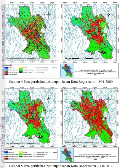Gambar 5 Peta perubahan penutupan lahan Kota Bogor tahun 2000-2012 