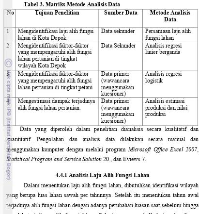 Tabel 3. Matriks Metode Analisis Data 