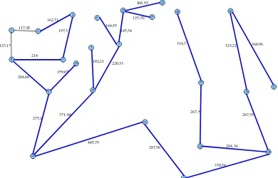 Gambar 4. 32 Langkah Ke - 23 Pencarian Minimum Spanning Tree dengan Algoritma Sollin pada Graf G (24,43) 