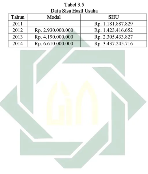 Tabel 3.5  Data Sisa Hasil Usaha 