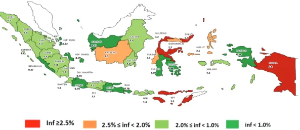 Gambar 2. Peta Inflasi daerah Triwulan IV 2015 (%, qtq)