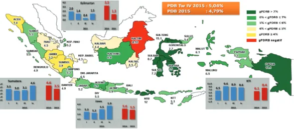 Gambar 1. Peta Pertumbuhan Ekonomi Daerah Triwulan IV 2015