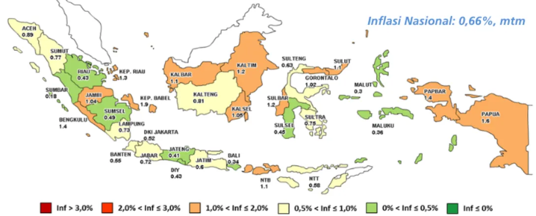 Gambar 2.1 Peta Sebaran Inflasi IHK (%, mtm) 