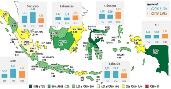 Gambar 1.1. Peta Pertumbuhan Ekonomi Daerah Triwulan III 2016