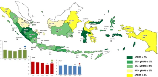 Gambar 1.1. Peta Pertumbuhan Ekonomi Daerah Triwulan I 2014