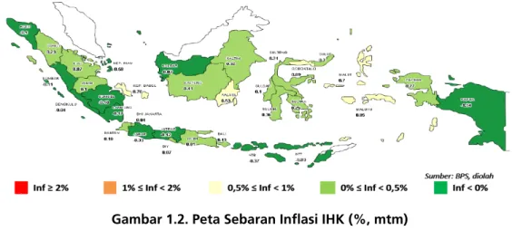 Gambar 1.2. Peta Sebaran Inflasi IHK (%, mtm) 