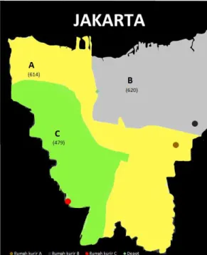 Gambar 1.2 Pembagian Wilayah untuk Tiga Kurir Khusus 