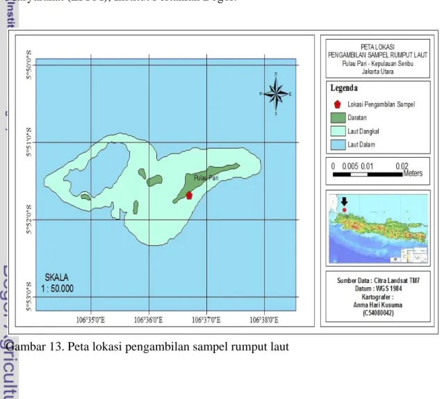 Gambar 13. Peta lokasi pengambilan sampel rumput laut 