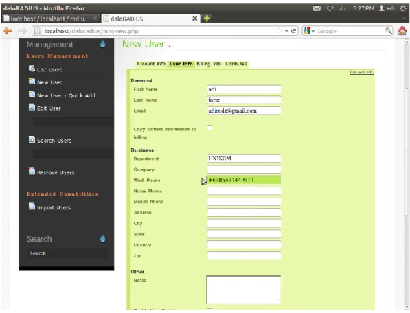 Gambar 4.14. Form Pengisian Info User 