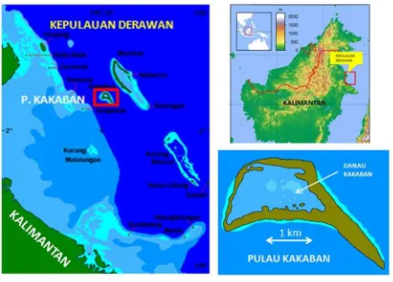 Gambar 1. Peta lokasi Pulau Kakaban di Kepulauan Derawan, Kalimantan Timur