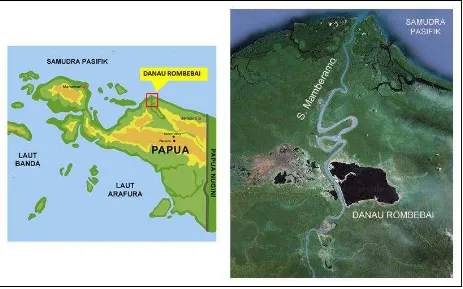 Gambar 1 . Peta lokasi Danau Rombebai