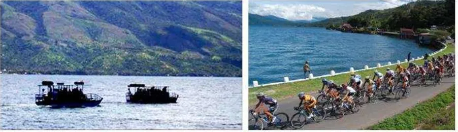 Gambar 5.  Wisata air di Danau Singkarak dan balap sepeda internasional Tourde Singkarak