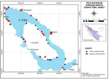 Gambar 11 . Peta distribusi kawasan wisata dan potensi wisata DanauToba (Lukman, 2013)