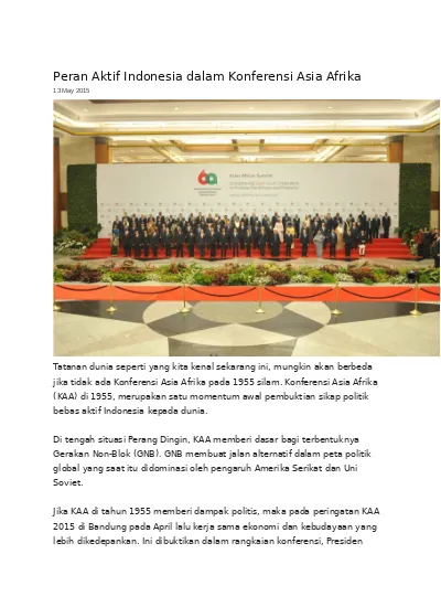 Peran Aktif Indonesia Dalam Konferensi A