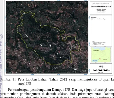 Gambar 11 Peta Liputan Lahan Tahun 2012 yang menunjukkan tutupan lahan 