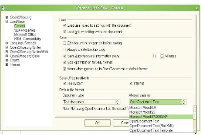 Gambar 1.23 Menyimpan file dokumen teks default ke dalam format MS Word 