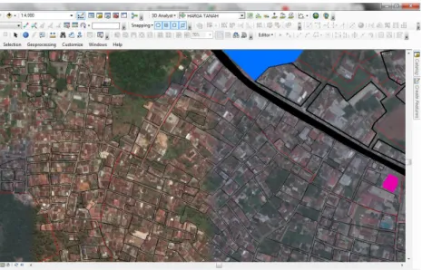 Gambar 3.7 Proses digitasi percil tanah