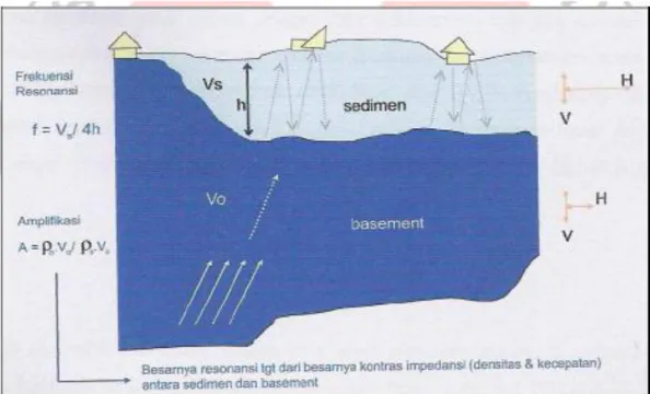 Gambar 3.4 Konsep Dasar amplifikasi gelombang seismik             (Cipta dan Athanasius, 2009) 