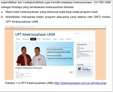 Gambar 1.2 UPT Kewirausahaan UNM (http://kewirausahaan.unm.ac.id/index.php) 