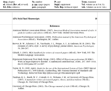Figure 10. List of references in block format.  References are arranged alphabetically by author
