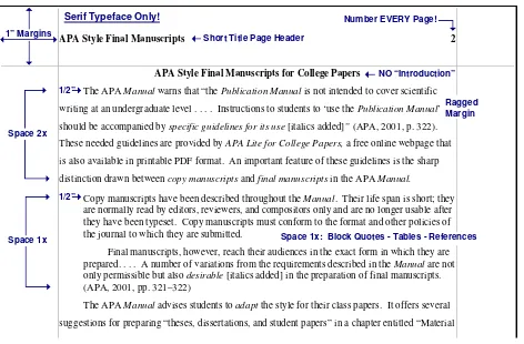 Figure 3.  First and subsequent text pages.  The previous edition of the APA improve the readability of college and conference papers (p