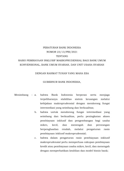 - 1 - DENGAN RAHMAT TUHAN YANG MAHA ESA GUBERNUR BANK INDONESIA,