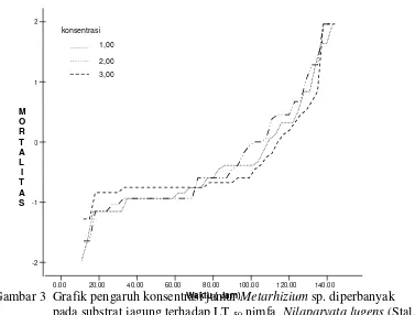 Gambar 3 Grafik pengaruh konsentrasi jamurWaktu ( Jam) Metarhizium sp. diperbanyak