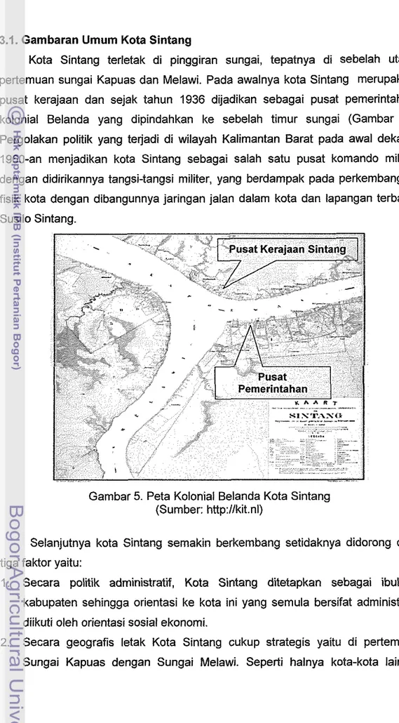 Gambar 5. Peta Kolonial Belanda Kota Sintang  (Surnber: http://kit.nl) 
