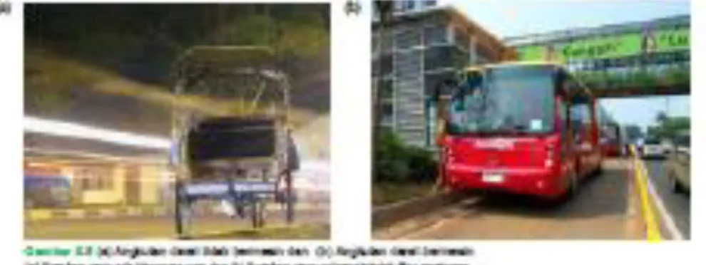 Gambar 2. Becak dan Bus 
