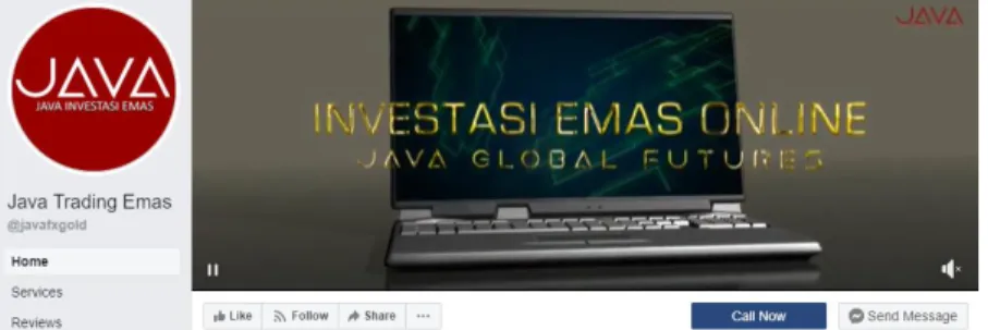 Gambar 3 . 2 Facebook Fanpage Java Trading Emas 
