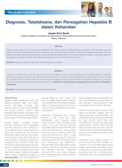 Diagnosis, Tatalaksana, Dan Pencegahan Hepatitis B Dalam Kehamilan