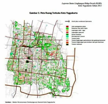 Gambar 1.1 Peta Sebaran Ruang Terbuka Kota Yogyakarta