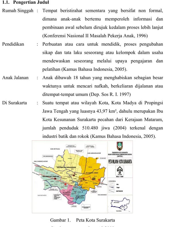 Gambar 1.  Peta Kota Surakarta  Sumber: map.google.co.id. 2009 