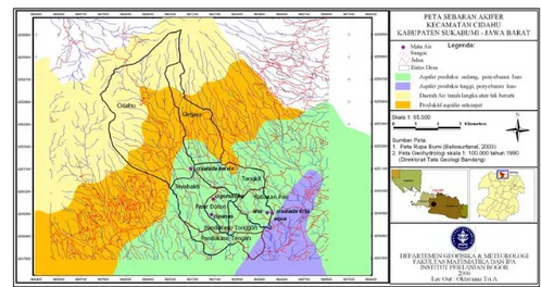 Gambar 7. Peta sebaran akifer Kecamatan Cidahu  Dari hasil pemetaan, Kecamatan Cidahu 