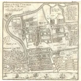 Gambar 1.1 Fort St George Chennai dalam peta kota, abad 18.  