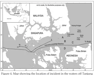 Figure 4. Map showing the location of incident in the waters off Tanjung Berakit (Map by the author).