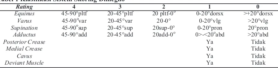 Tabel 1 Klasifikasi Sistem Skoring Dimeglio