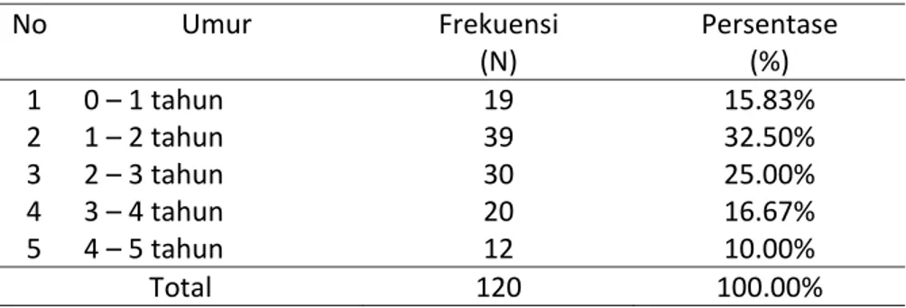Tabel 4.1 Distribusi Frekuensi Responden Berdasarkan Umur  