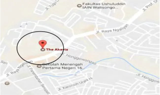Gambar 1.1 Lokasi The Akavia Indekost Residences                          Sumber : (Google Map, 2017) 