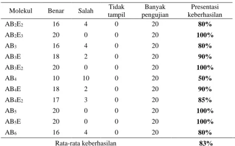 Tabel 3. Pengujian pola BSE 