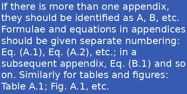Table A.1; Fig. A.1, etc.
