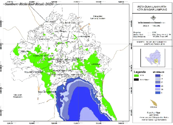 Gambar I-3. Peta Persebaran Ruang Terbuka Hijau di Kota Bandar  Lampung