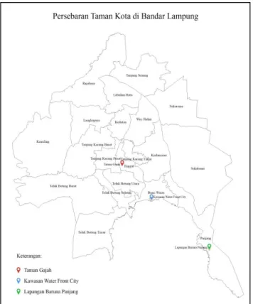 Gambar I-4. Peta Persebaran Taman Kota di Kota Bandar Lampung