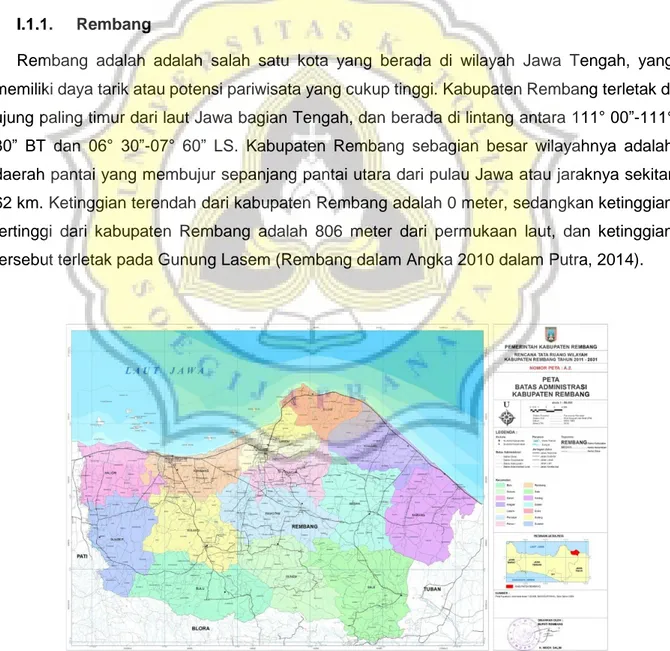 Gambar 1.1.  Peta Kabupaten Rembang  Sumber: rembangkab.co.id 