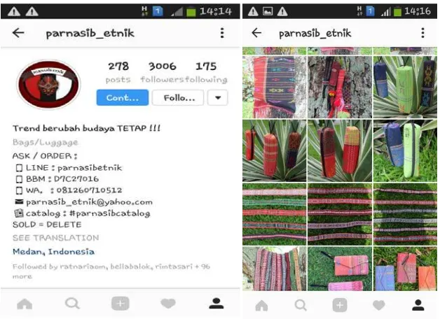 Gambar 4.1.Tampilan Akun Instagram bisnis  Parnasib_etnik 