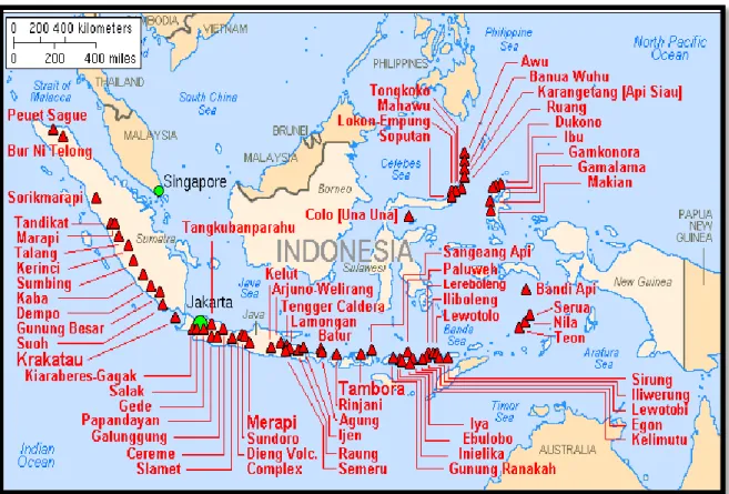 Gambar 1. Sebaran Gunung Vulkanik di Indonesia 