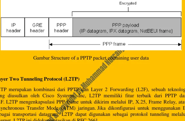 Gambar Structure of a PPTP packet containing user data 